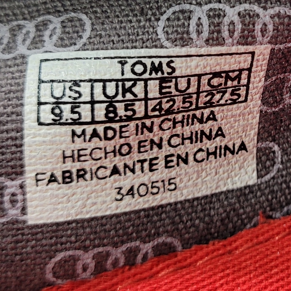 TOMS MEN'S CLASSIC AUDI ASH LIMITED EDITION SHOES LOAFERS SIZE 9.5 NWT - Picture 5 of 14
